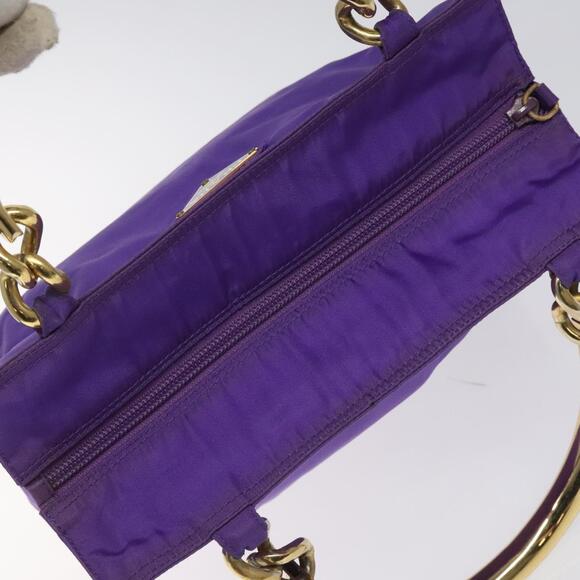PRADA Hand Bag Nylon Purple Gold - Picture 6 of 12
